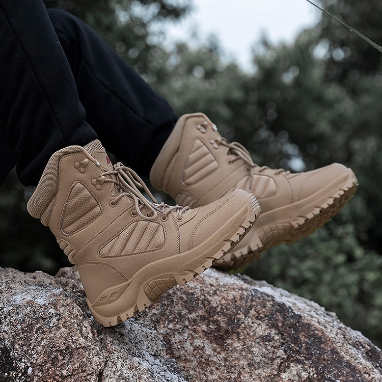 Winter outdoor tactical boots, combat training boots, men's high-top boots, hiking boots, outdoor non-slip desert boots